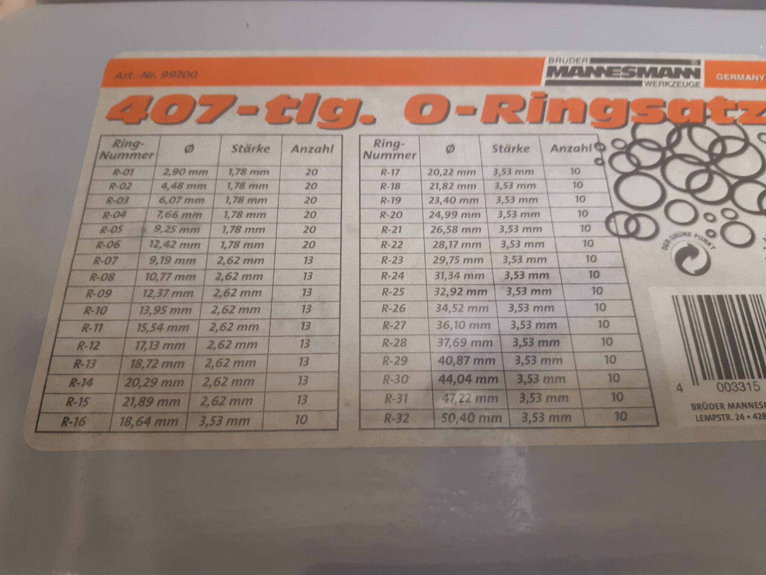 Tools24 - o-ring rõngastihendid M99700